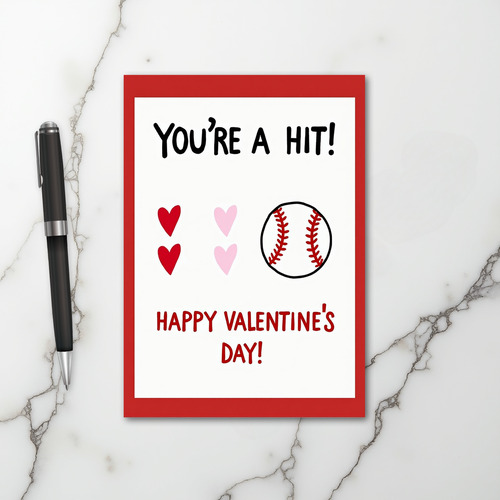 Valentines Baseball Hit Card