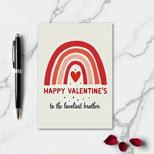 Valentines Brother Rainbow Heart Card