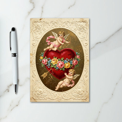 Valentines Cupid Love Heart Card