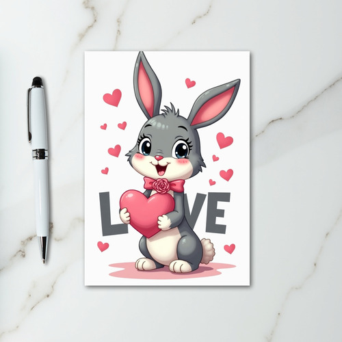 Valentines Cute Bunny Card