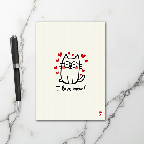 Valentines Cute Cat I Love Mew Card