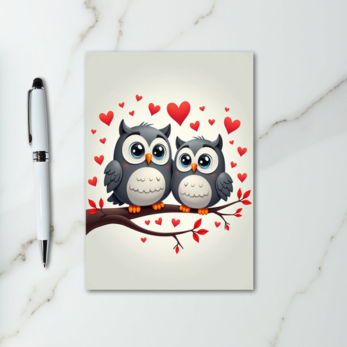 Valentines Cute Owl Couple Card