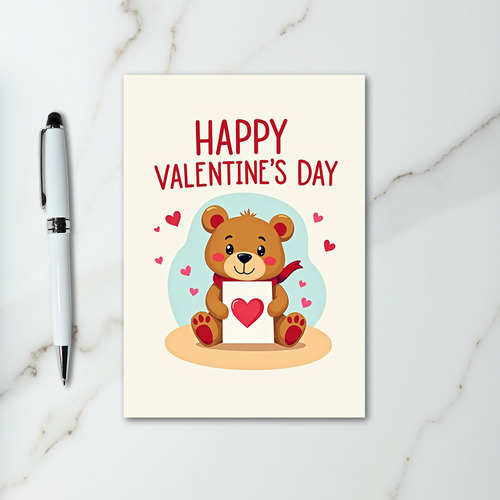 Valentines Day Bear Heart Pattern Card