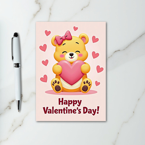 Valentines Day Bear Hearts Love Card