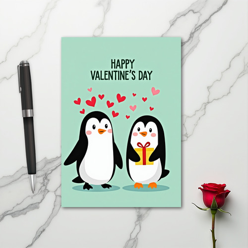 Valentines Day Cute Penguin Card
