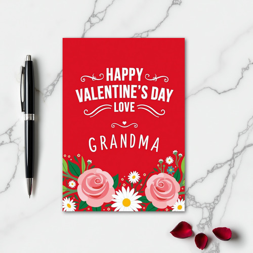 Valentines Day Floral Grandma Card