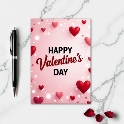 Valentines Day Glow Hearts Card
