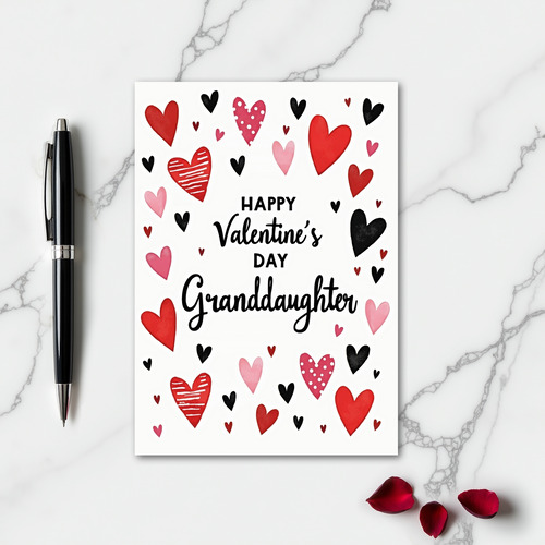 Valentines Day Granddaughter Hearts Card