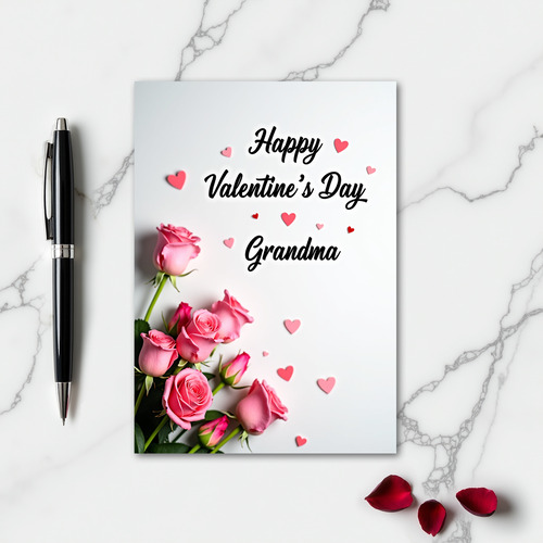 Valentines Day Grandma Pink Roses Card