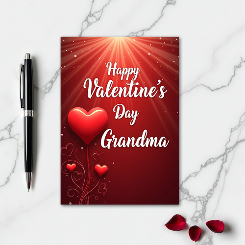 Valentines Day Grandma Red Heart Card