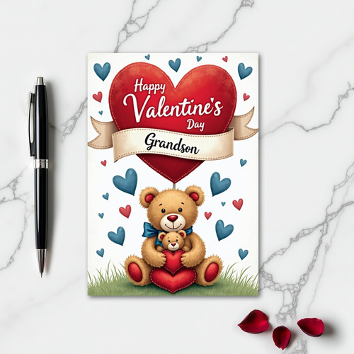 Valentines Day Grandson Heart Card