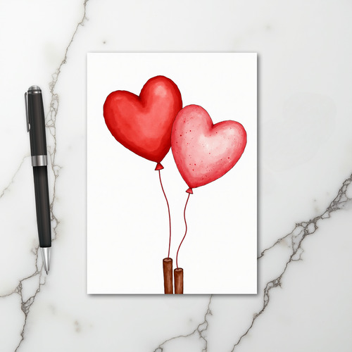 Valentines Day Heart Balloons Card