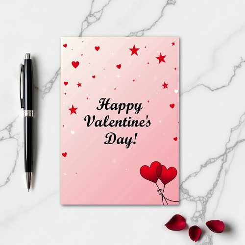 Valentines Day Hearts Stars Sparkle Card