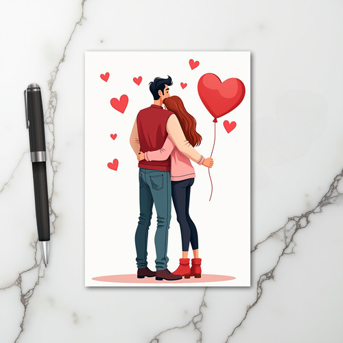 Valentines Day Hugging Couple Card