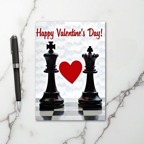 Valentines Day King Queen Heart Card