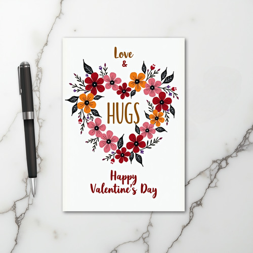 Valentines Day Love Hugs Heart Card
