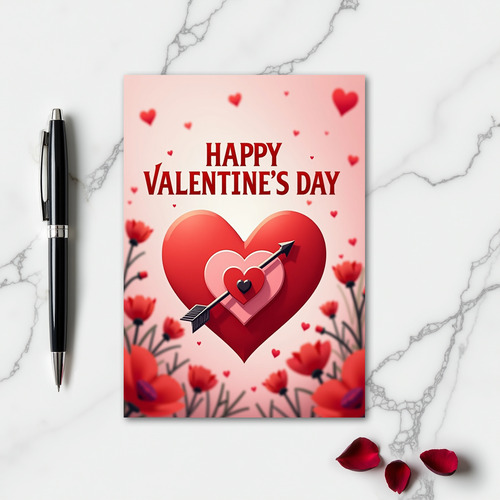 Valentines Day Metallic Heart Card
