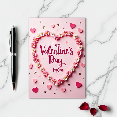 Valentines Day Mom Floral Heart Card