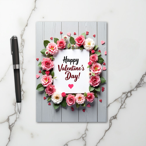 Valentines Day Pink Roses Love Card