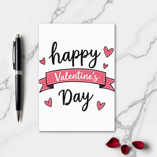 Valentines Day Ribbon Banner Card