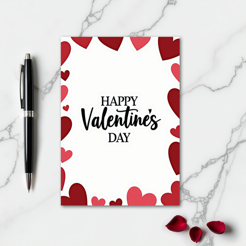 Valentines Day Script Hearts Card