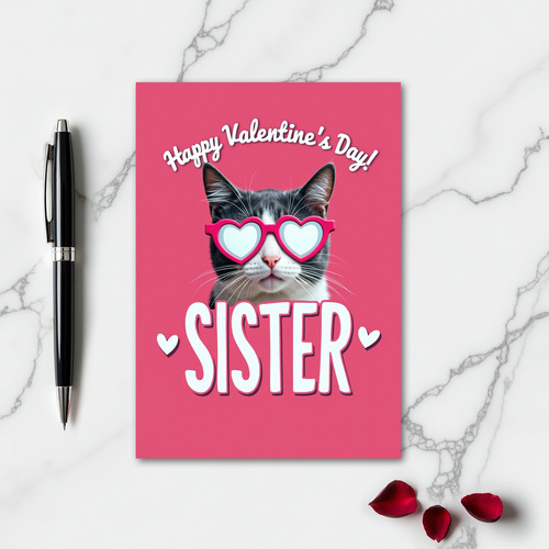 Valentines Day Sister Cat Card