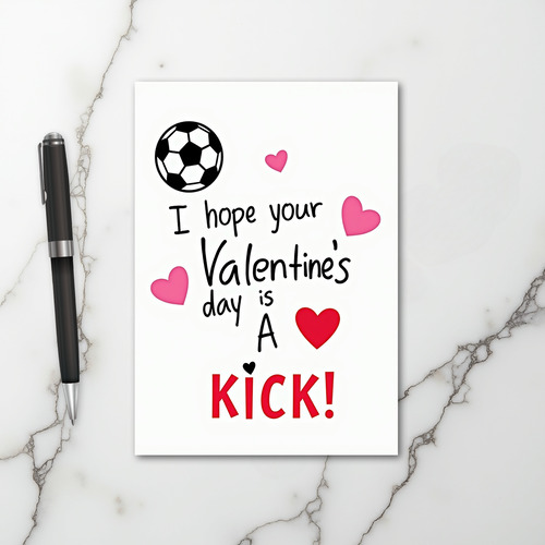 Valentines Day Soccer Kick Card