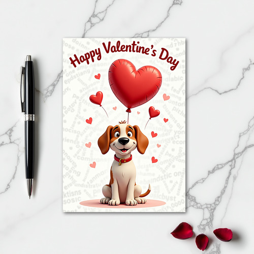 Valentines Dog Heart Happy Card