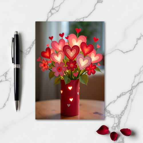Valentines Glowing Hearts Card