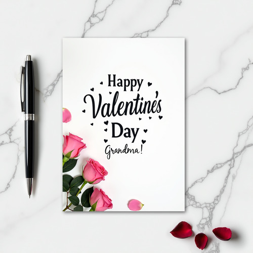 Valentines Grandma Rose Hearts Card