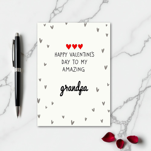 Valentines Grandpa Hearts Pattern Card