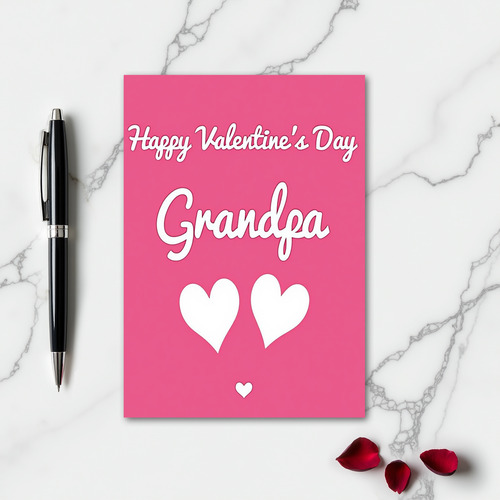 Valentines Grandpa Outlined Hearts Card