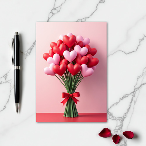 Valentines Heart Bouquet Card
