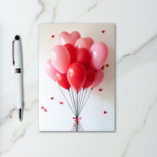 Valentines Hearts Balloons Card