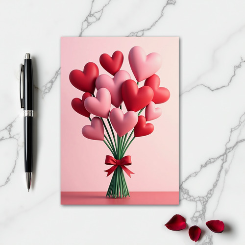 Valentines Hearts Bouquet Card