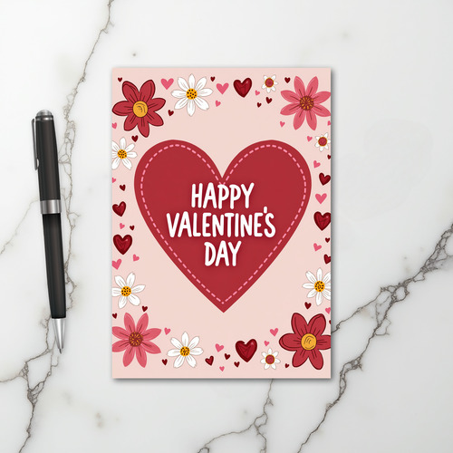 Valentines Hearts Flowers Love Card