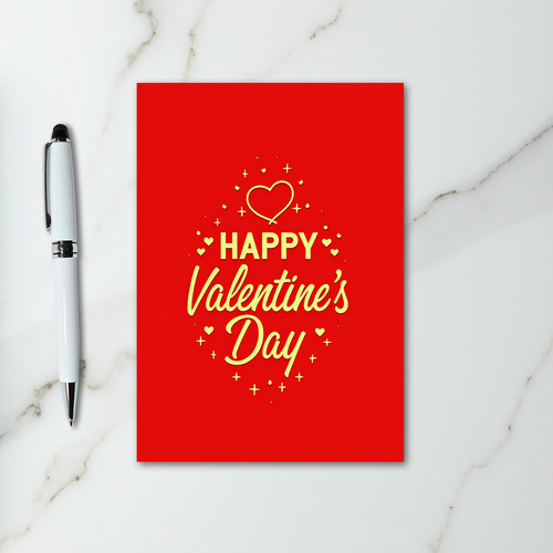 Valentines Hearts Gold Glitter Card