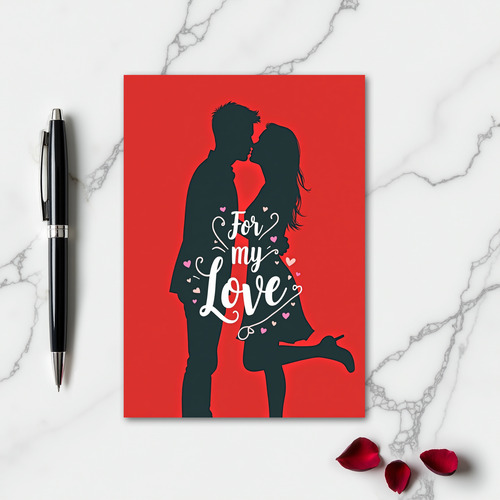 Valentines Hearts Kiss Couple Card