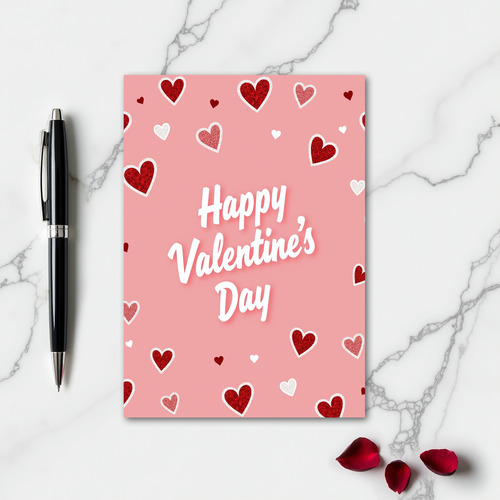 Valentines Hearts Pastel Pink Card