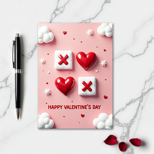 Valentines Hearts Tic Tac Toe Card