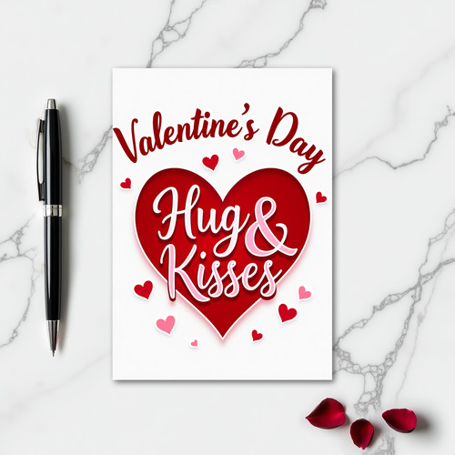 Valentines Hugs Kisses Heart Card