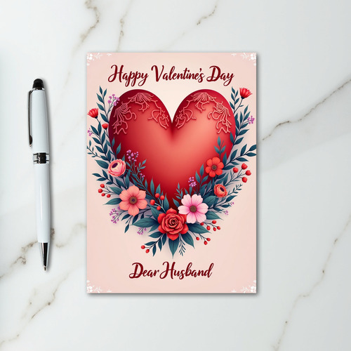 Valentines Husband Floral Heart Card
