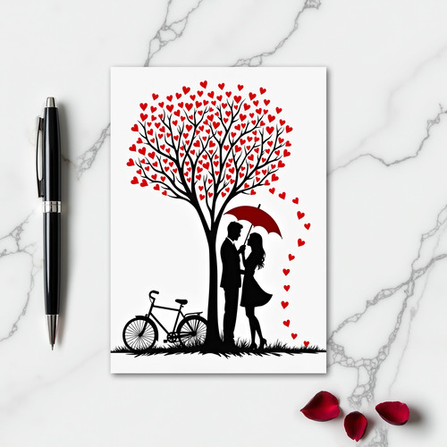 Valentines Love Couple Tree Card