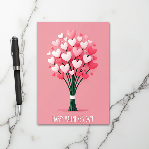 Valentines Love Hearts Bouquet Card
