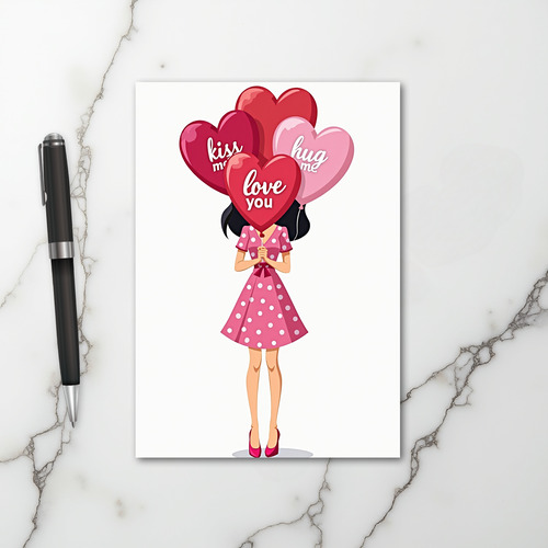 Valentines Love You Kiss Hug Card