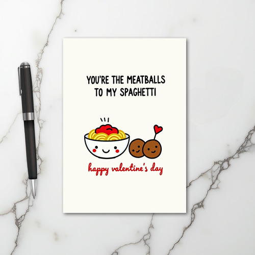 Valentines Meatballs Spaghetti Card