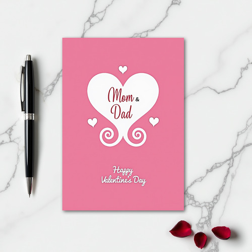 Valentines Mom And Dad Swirl Heart Card