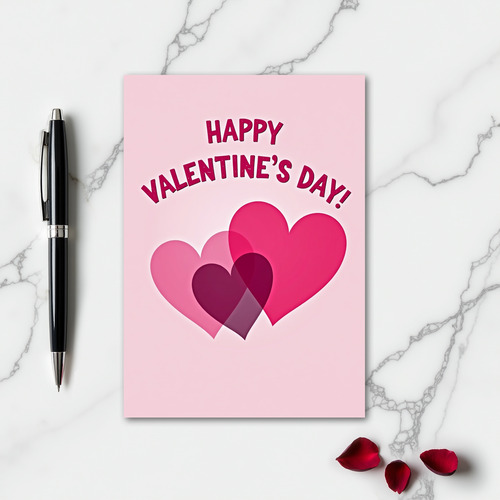 Valentines Overlapping Pink Hearts Card