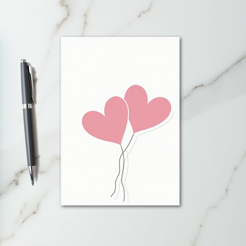 Valentines Pink Hearts Balloon Card