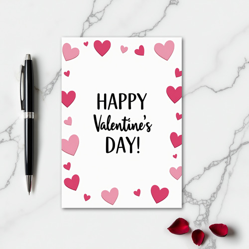 Valentines Pink Layered Hearts Card